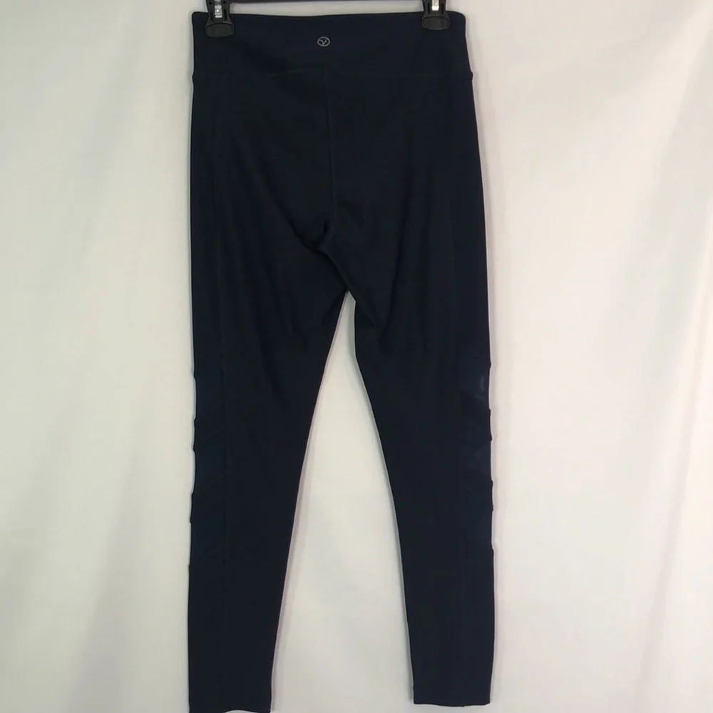 Vogo Athletica Full Length Yoga Exercise Black with Mesh Leggings Size S